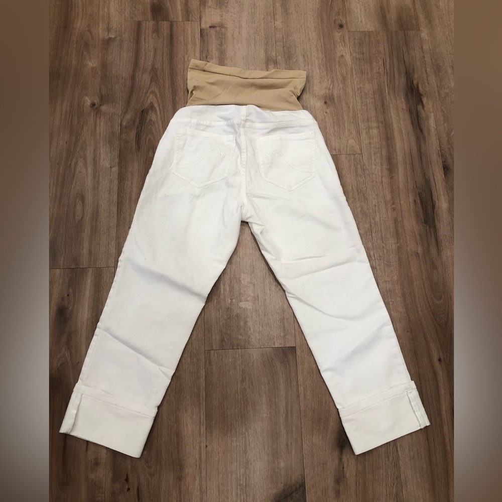 Motherhood maternity white cropped jeans
